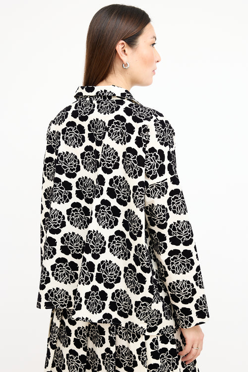 Hache Cream 
Black Velvet Floral Shirt