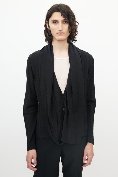 Haider Ackermann Black Shawl Collar Jacquard Dot Cardigan