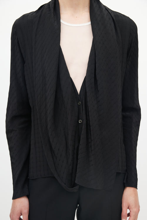 Haider Ackermann Black Shawl Collar Jacquard Dot Cardigan