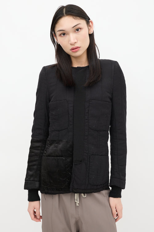 Haider Ackermann Black Satin Quilted Jacket