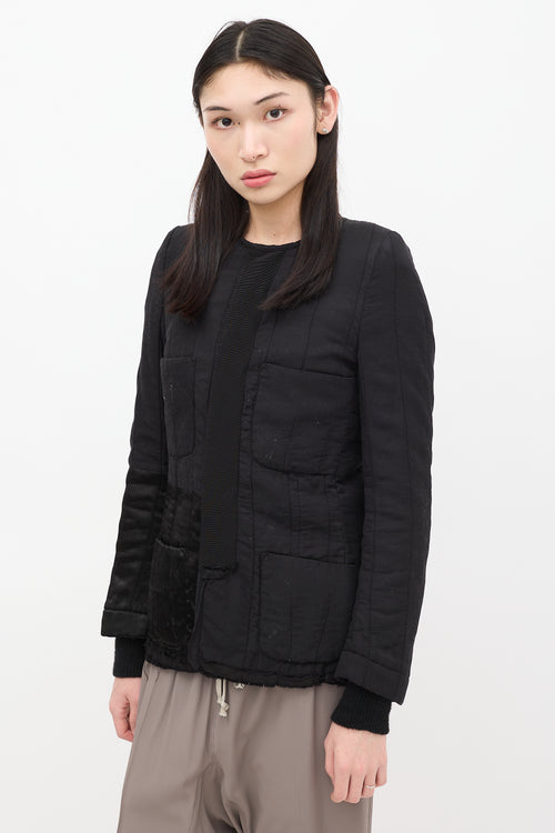 Haider Ackermann Black Satin Quilted Jacket