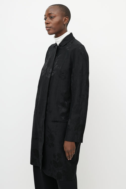 Haider Ackermann Black Rose Jacquard Long Coat