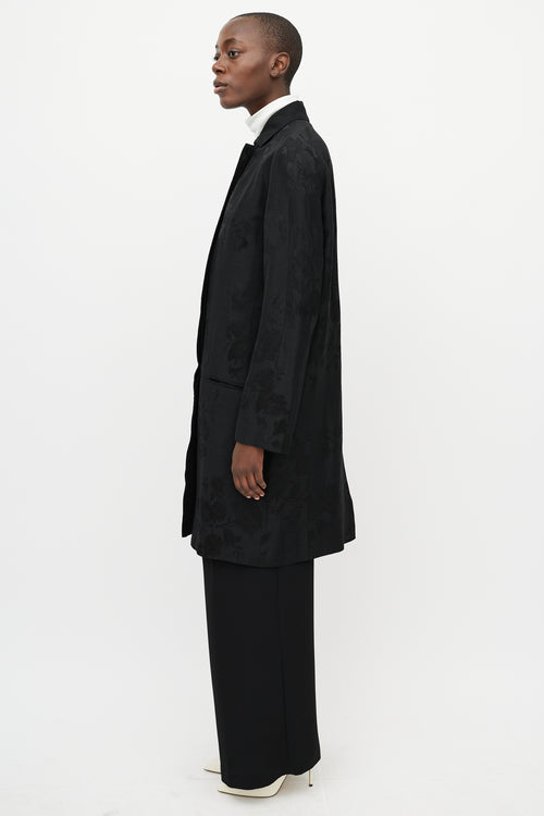 Haider Ackermann Black Rose Jacquard Long Coat