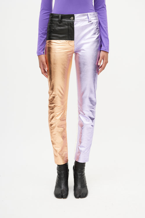 Haider Ackermann White 
Multicolour Leather Pants