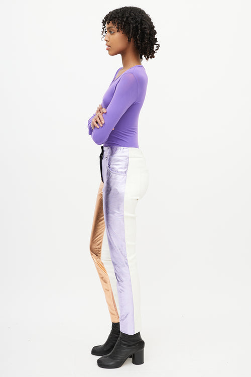 Haider Ackermann White 
Multicolour Leather Pants