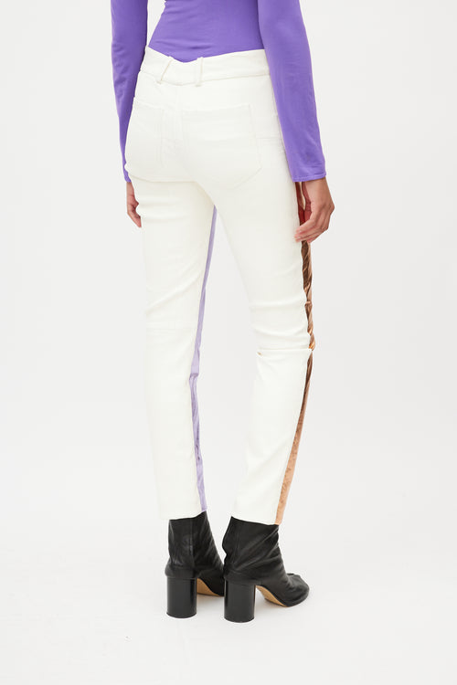 Haider Ackermann White 
Multicolour Leather Pants