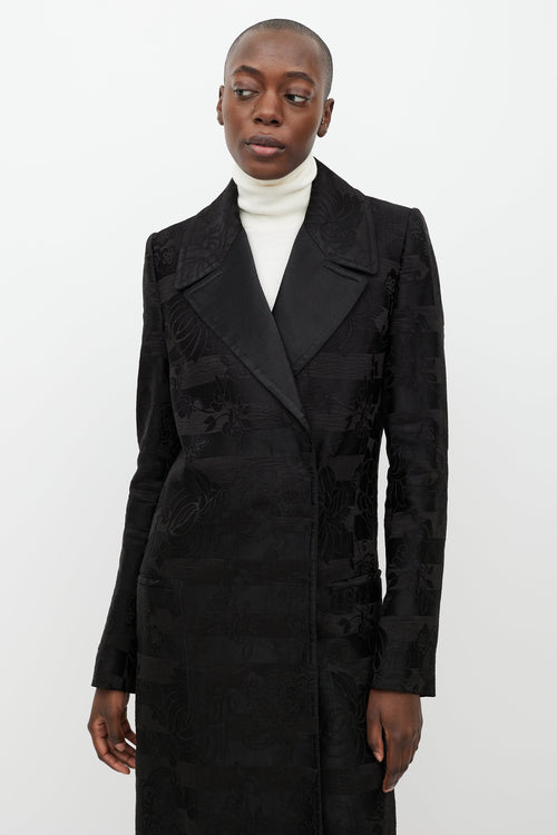 Haider Ackermann Black Floral Brocade Coat