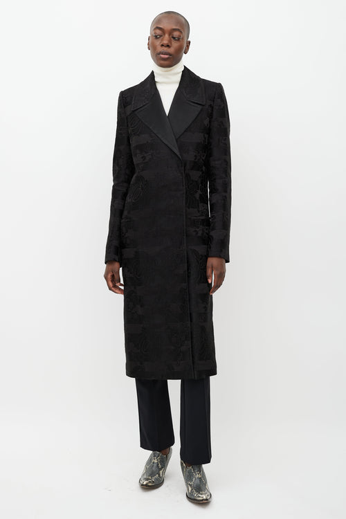 Haider Ackermann Black Floral Brocade Coat