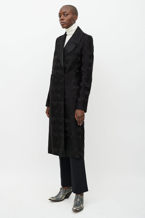 Haider Ackermann Black Floral Brocade Coat