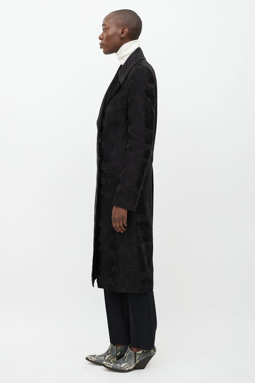 Haider Ackermann Black Floral Brocade Coat