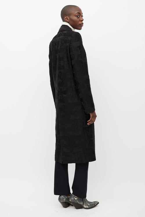 Haider Ackermann Black Floral Brocade Coat