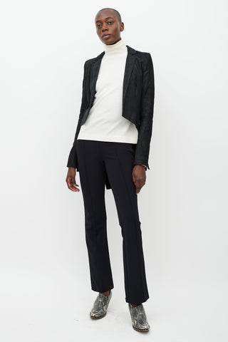 Haider Ackermann Black Leather Tailcoat Blazer