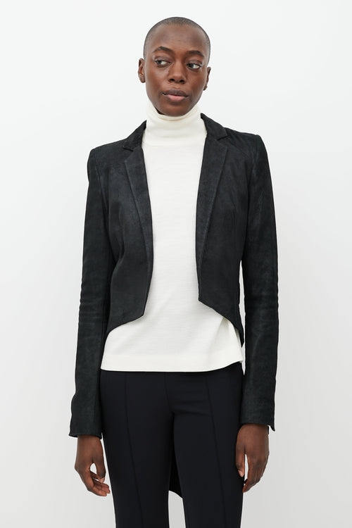 Haider Ackermann Black Leather Tailcoat Blazer