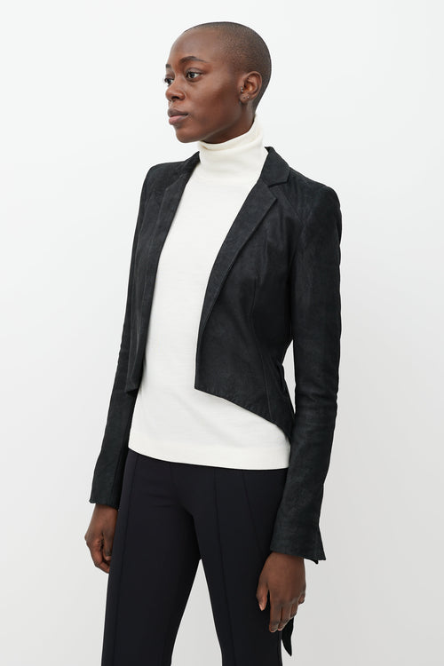 Haider Ackermann Black Leather Tailcoat Blazer