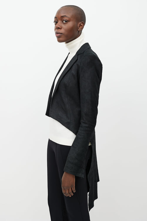 Haider Ackermann Black Leather Tailcoat Blazer