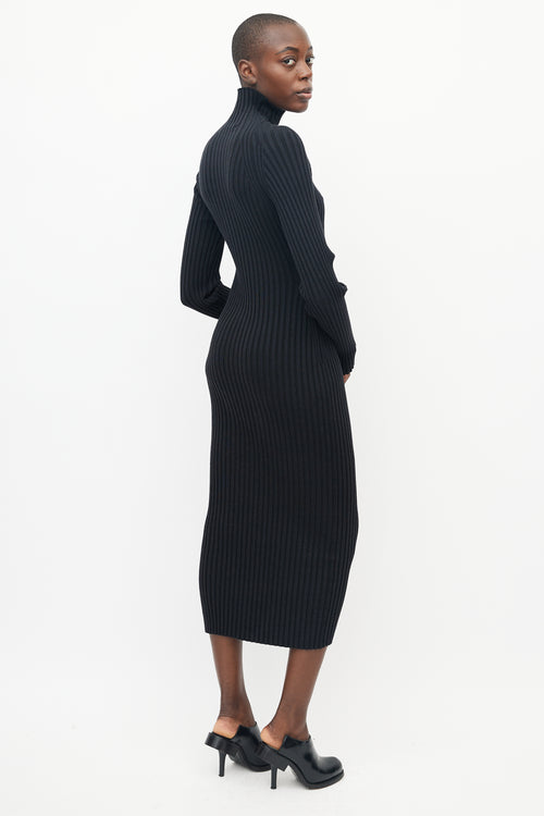 Haider Ackermann Black Ribbed Turtleneck Dress