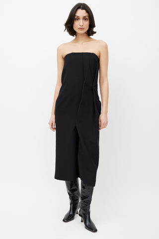 Haider Ackermann Black Strapless Silk Dress