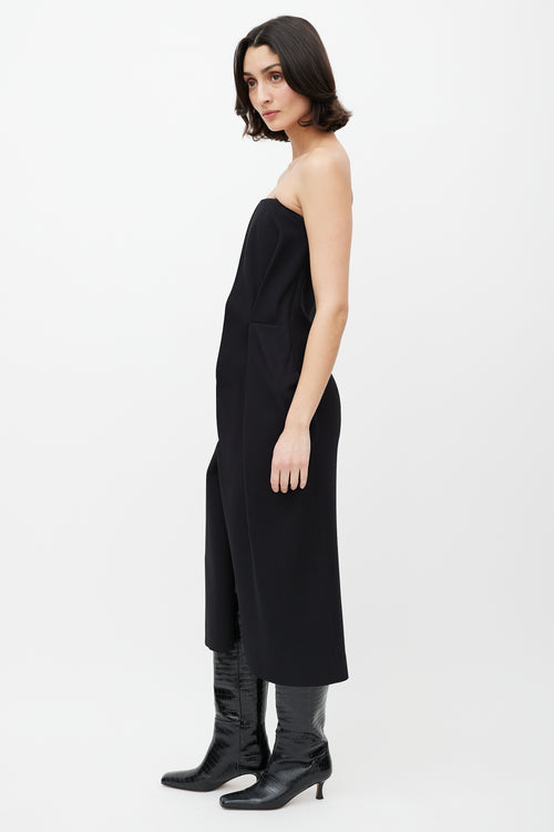 Haider Ackermann Black Strapless Silk Dress