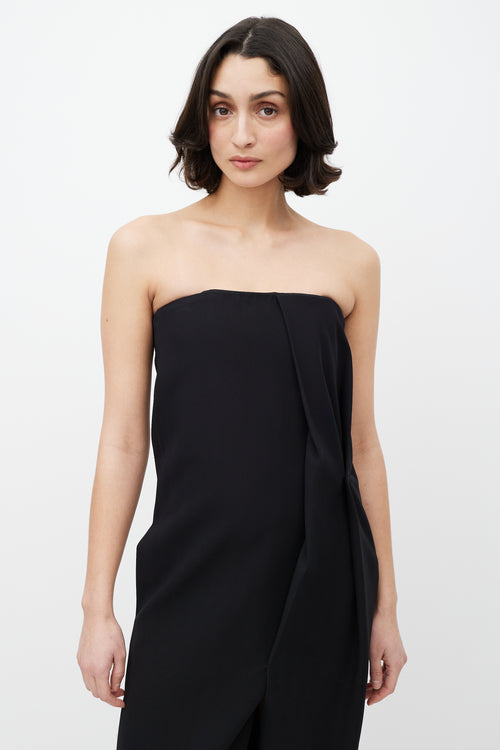 Haider Ackermann Black Strapless Silk Dress