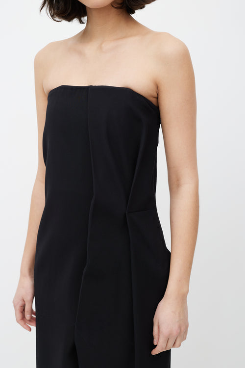 Haider Ackermann Black Strapless Silk Dress