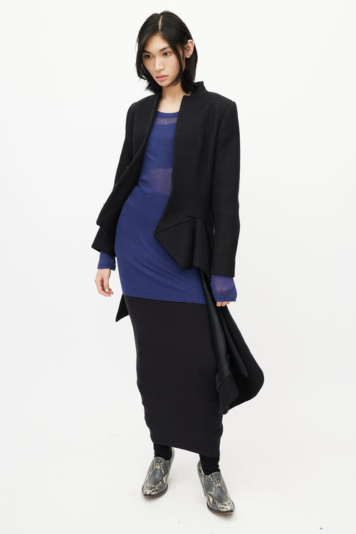 Haider Ackermann Black Wool Asymmetrical Belted Coat