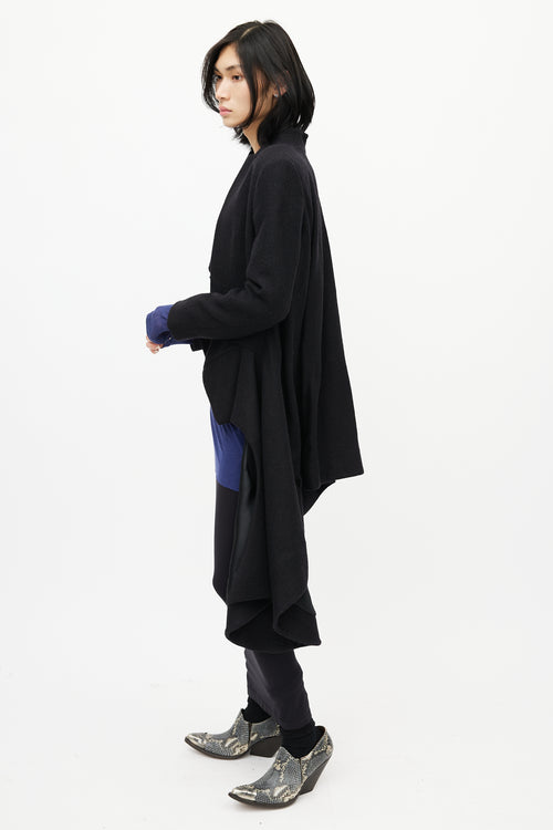 Haider Ackermann Black Wool Asymmetrical Belted Coat