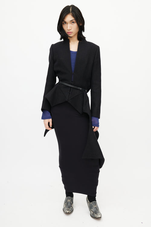 Haider Ackermann Black Wool Asymmetrical Belted Coat