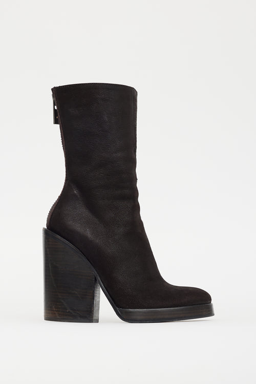 Haider Ackermann Brown Leather Block Heel Boot