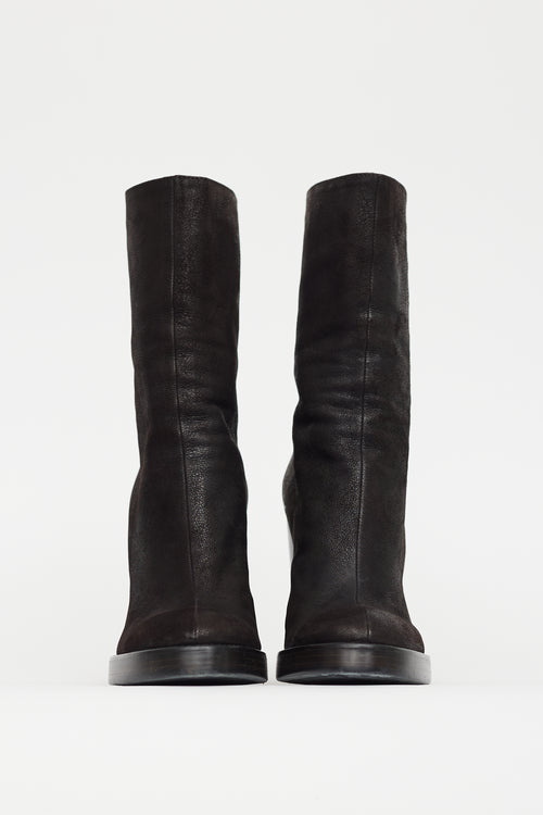 Haider Ackermann Brown Leather Block Heel Boot