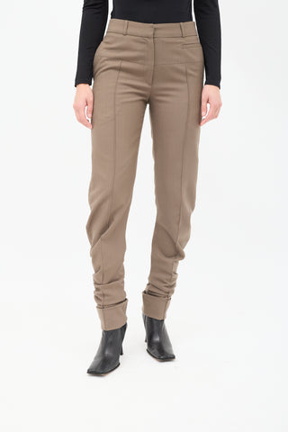 Haider Ackermann Brown Wool High Waist Curved Seam Trouser