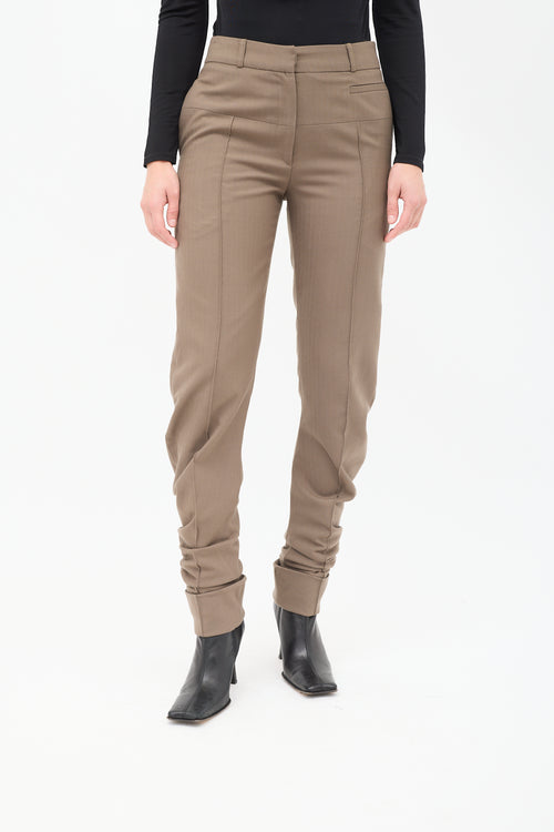 Haider Ackermann Brown Wool High Waist Curved Seam Trouser