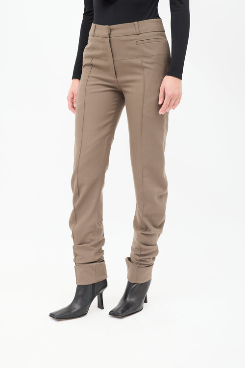 Haider Ackermann Brown Wool High Waist Curved Seam Trouser