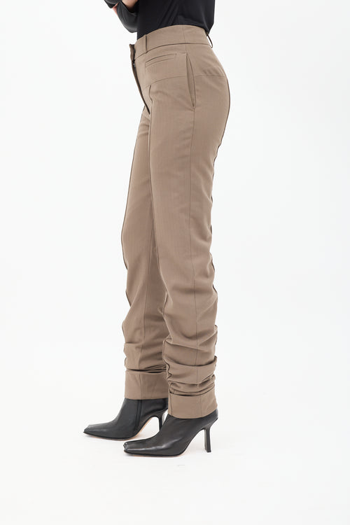 Haider Ackermann Brown Wool High Waist Curved Seam Trouser