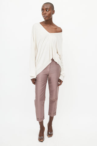 Haider Ackermann Cream Off The Shoulder Silk Sweater