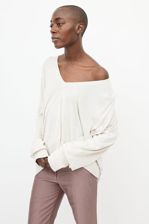 Haider Ackermann Cream Off The Shoulder Silk Sweater