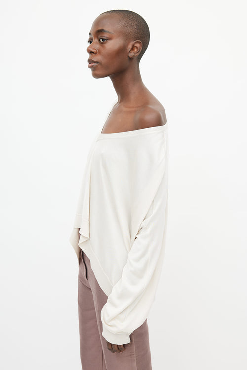 Haider Ackermann Cream Off The Shoulder Silk Sweater