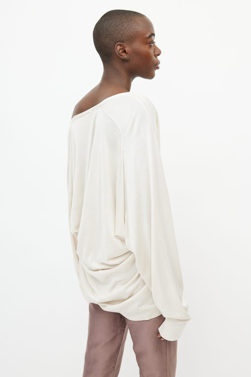 Haider Ackermann Cream Off The Shoulder Silk Sweater