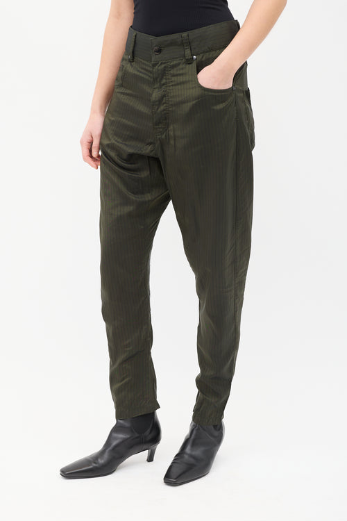 Haider Ackermann Green Pinstripe Tapered Trouser