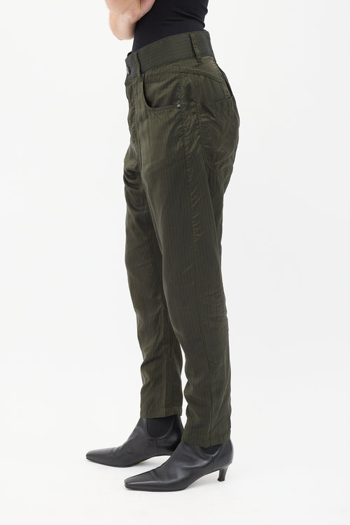 Haider Ackermann Green Pinstripe Tapered Trouser