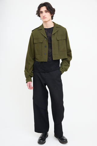 Haider Ackermann Green Wool Cropped Jacket