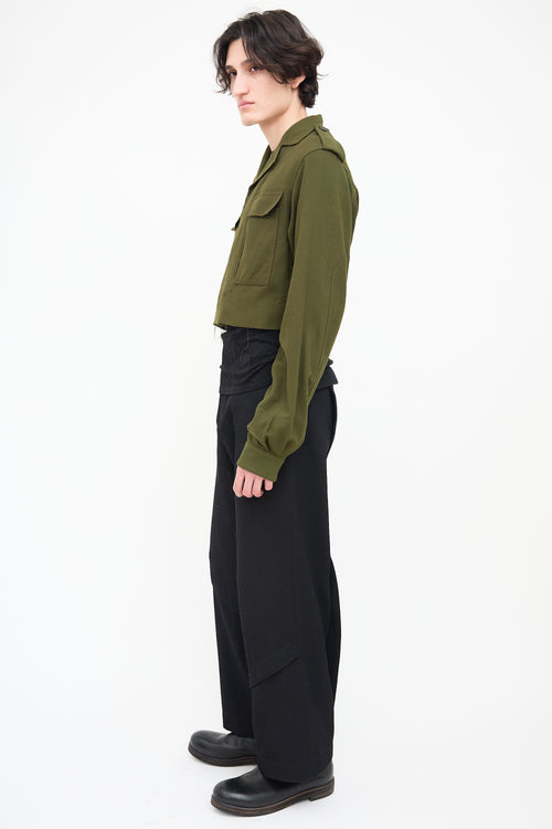 Haider Ackermann Green Wool Cropped Jacket