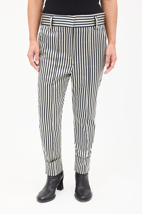 Haider Ackermann Grey 
Black Striped Tapered Trouser