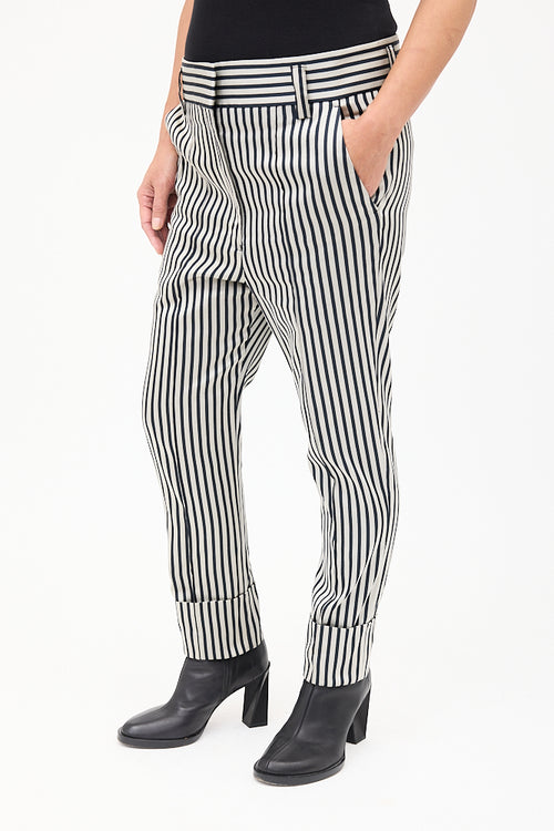 Haider Ackermann Grey 
Black Striped Tapered Trouser