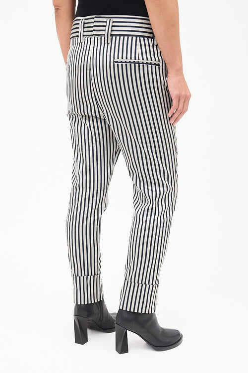 Haider Ackermann Grey 
Black Striped Tapered Trouser