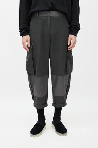 Haider Ackermann Grey Cotton 
Silk Cargo Jogger