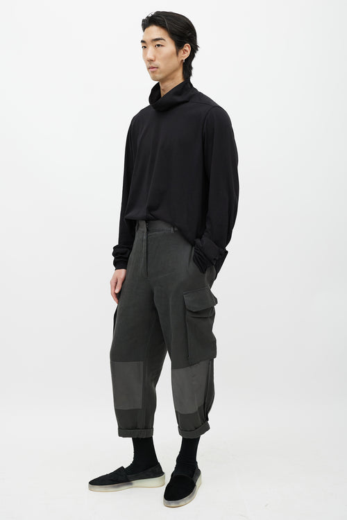 Haider Ackermann Grey Cotton 
Silk Cargo Jogger