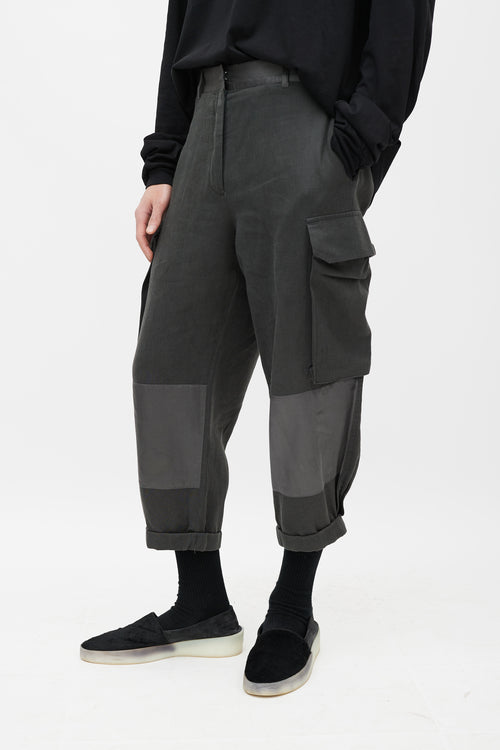 Haider Ackermann Grey Cotton 
Silk Cargo Jogger