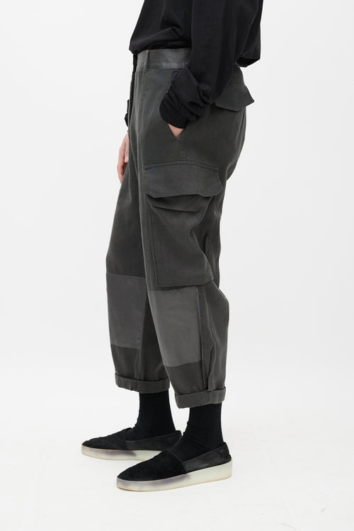 Haider Ackermann Grey Cotton 
Silk Cargo Jogger