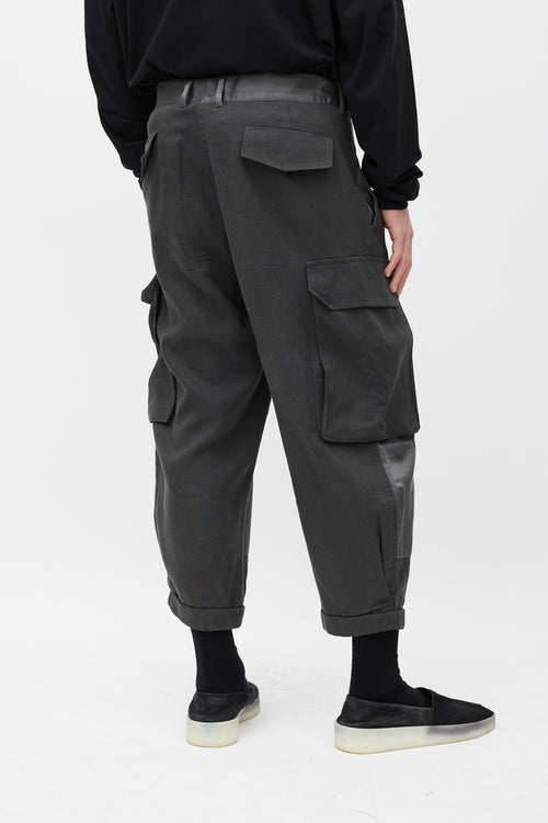 Haider Ackermann Grey Cotton 
Silk Cargo Jogger