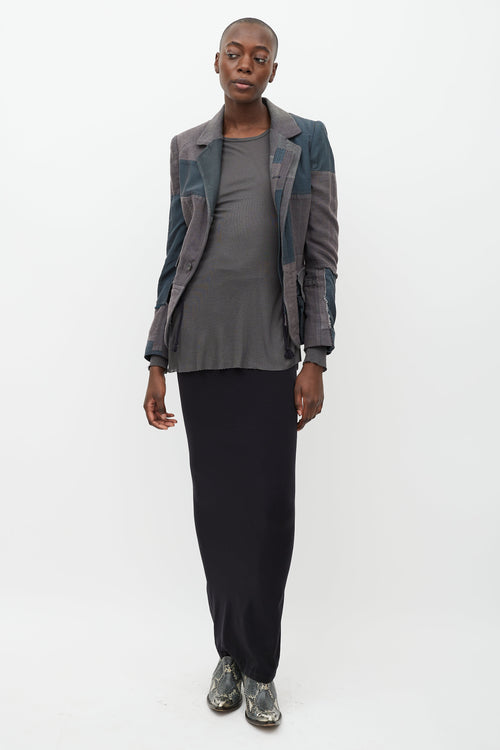 Haider Ackermann Grey Patchwork Linen Blazer